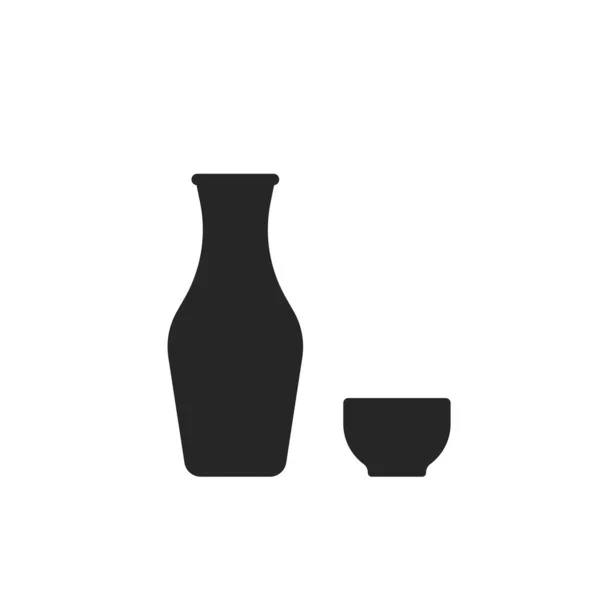 Sake Icon Flat Style White Background — Stock Vector