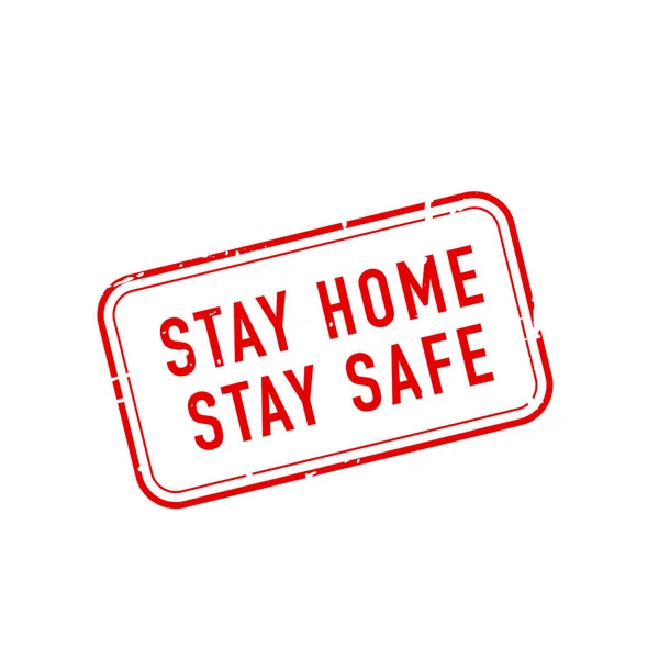 Rode Rubberen Stempel Stay Home Stay Safe Witte Achtergrond Vector — Stockvector