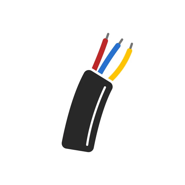 Icono Cable Eléctrico Estilo Plano Ilustración Vectorial — Vector de stock