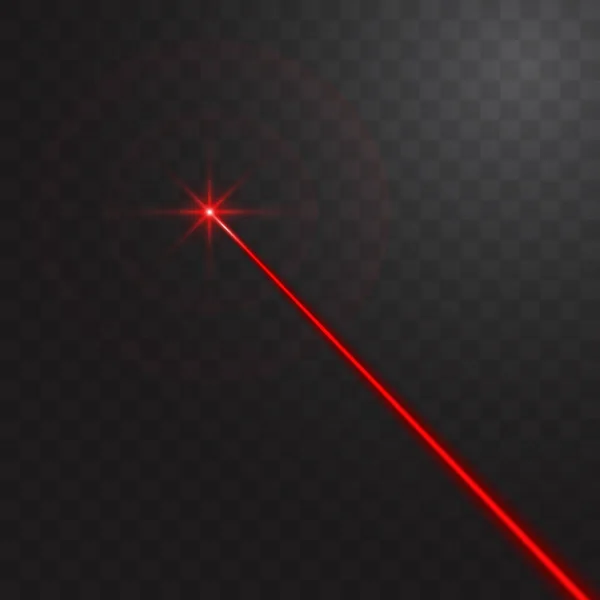 Abstrakter Roter Laserstrahl Isoliert Auf Transparentem Schwarzen Hintergrund Vektor Illustration — Stockvektor