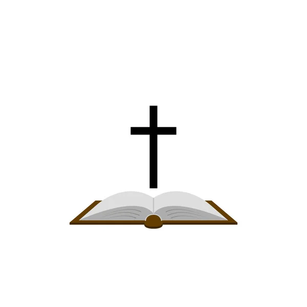 Keresztény Kereszt Ikon Szimbólum Tervezése Kereszt Biblia Vektor Illusztráció — Stock Vector