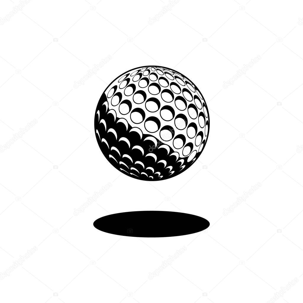 Green golf ball isolated on white background. Vector icon