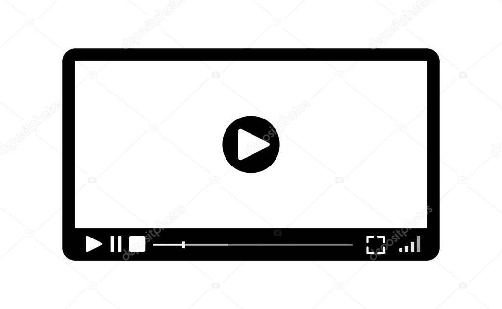 Simple Video player for web, vector illustration.
