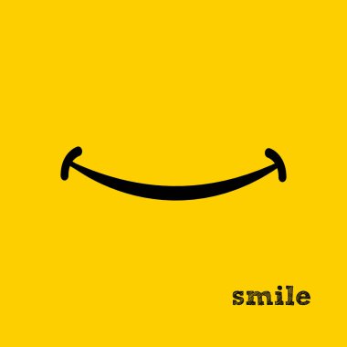 Sarı arka planda gülümseme simgesi. Vektör. Şablon Tasarımı