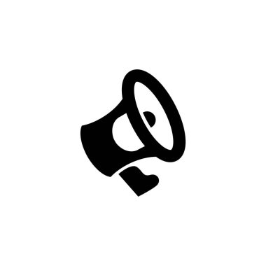 Beyaz arkaplanda düz bir megafon simgesi. Vektör