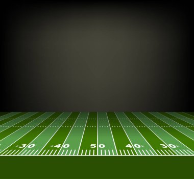 view from the sideline of an American football field. Vector illustration clipart