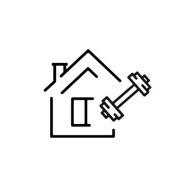 Ev ikonunda fitness. düzenlenebilir vuruş vektörü illüstrasyonu eps10