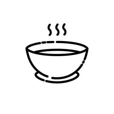 Çorba yemek ikonu, sıcak gıda sembolü. Web sitesi veya mobil uygulama için modern, basit düz vektör çizimi