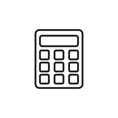 Hesap makinesi simgesi çizgi sembolü. İzole vektör illüstrasyonu