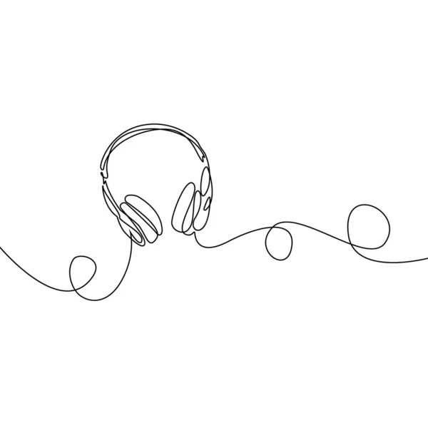 Auriculares Musicales Centro Llamadas Auriculares Patrón Línea Signo Icono Vector — Vector de stock