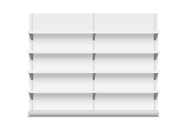 White store shelves on white. Stock Vector illustration