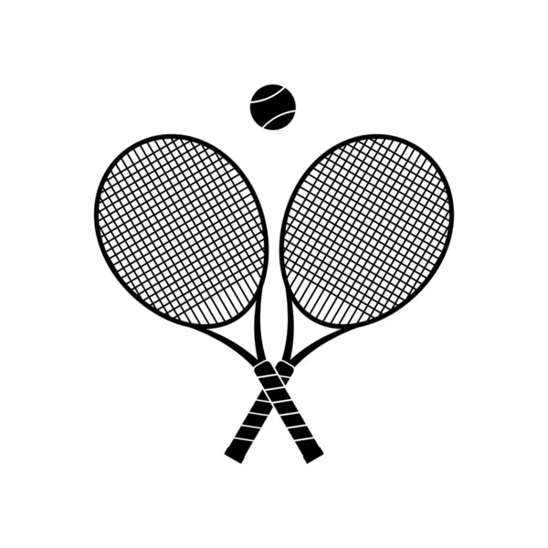 Beyaz Arka Planda Tenis Topu Olan Çapraz Tenis Raketleri — Stok Vektör