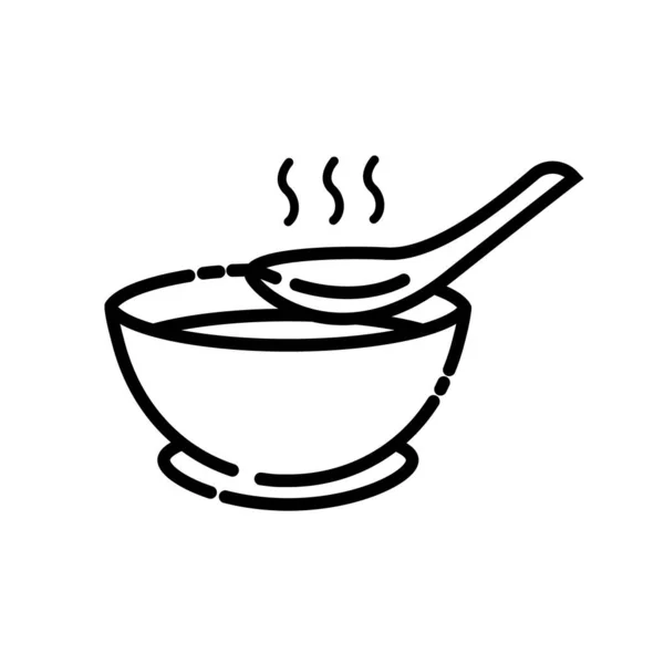 Icône Vecteur Repas Soupe Symbole Nourriture Chaude Illustration Vectorielle Plate — Image vectorielle