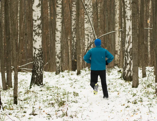 Adam kış ormanda çalıştırmak seviyor.
