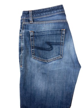 Erkek kot pantolon beyaz bir arka plan üzerinde izole mavi.