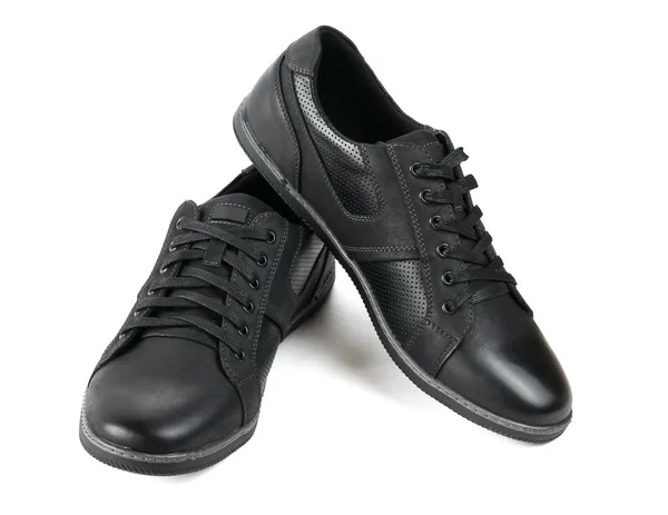 Original black mens sports shoes isolated on white background. — Stock Photo, Image