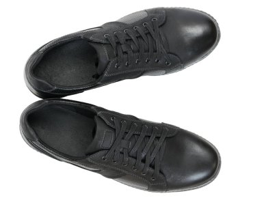 Üstten Görünüm erkekler bir çift spor ayakkabıları beyaz arka plan üzerinde izole.