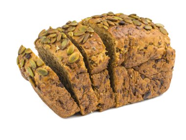 Dilimlenmiş ekmek buğday unu beyaz arka plan üzerinde izole dan.