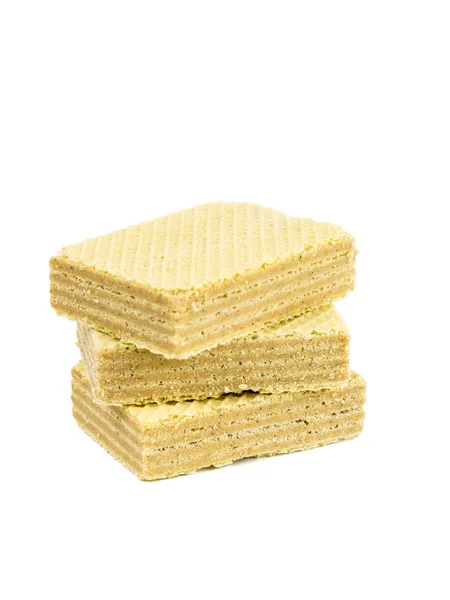 A stack of three sweet wafers isolated on a white background. — Stock Photo, Image