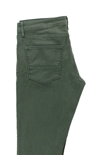 Modische grüne Jeans für Männer isoliert auf weißem Hintergrund. — Stockfoto