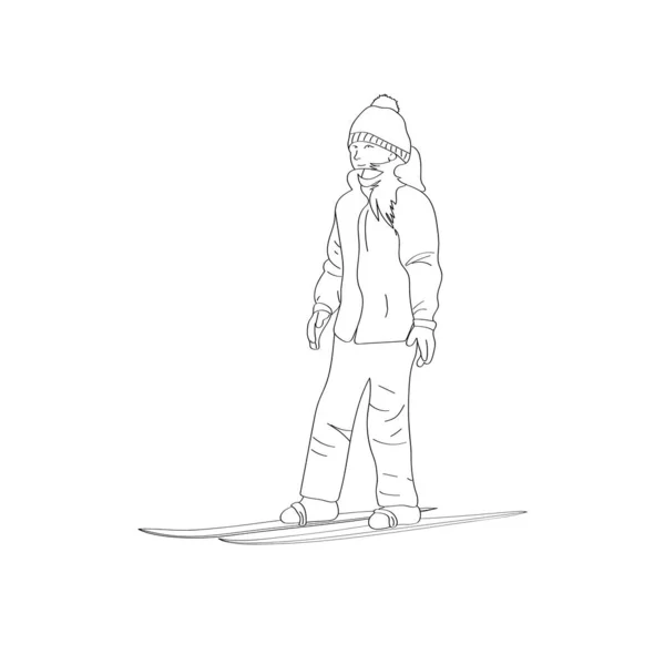 A girl in a warm ski suit isolated on a white background. — Stock Vector