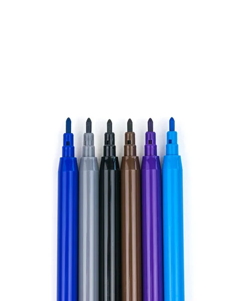 Um conjunto de marcadores de cores frias isoladas em um fundo branco . — Fotografia de Stock