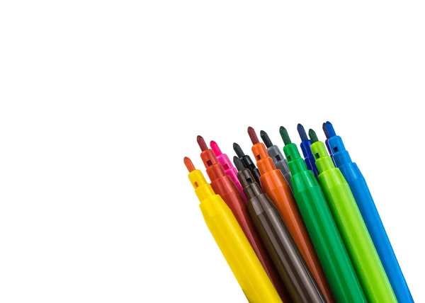 Un gran conjunto de marcadores multicolores aislados sobre un fondo blanco . —  Fotos de Stock