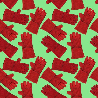 Açık yeşil arka planda parlak kırmızı eldivenlerin arka planı.