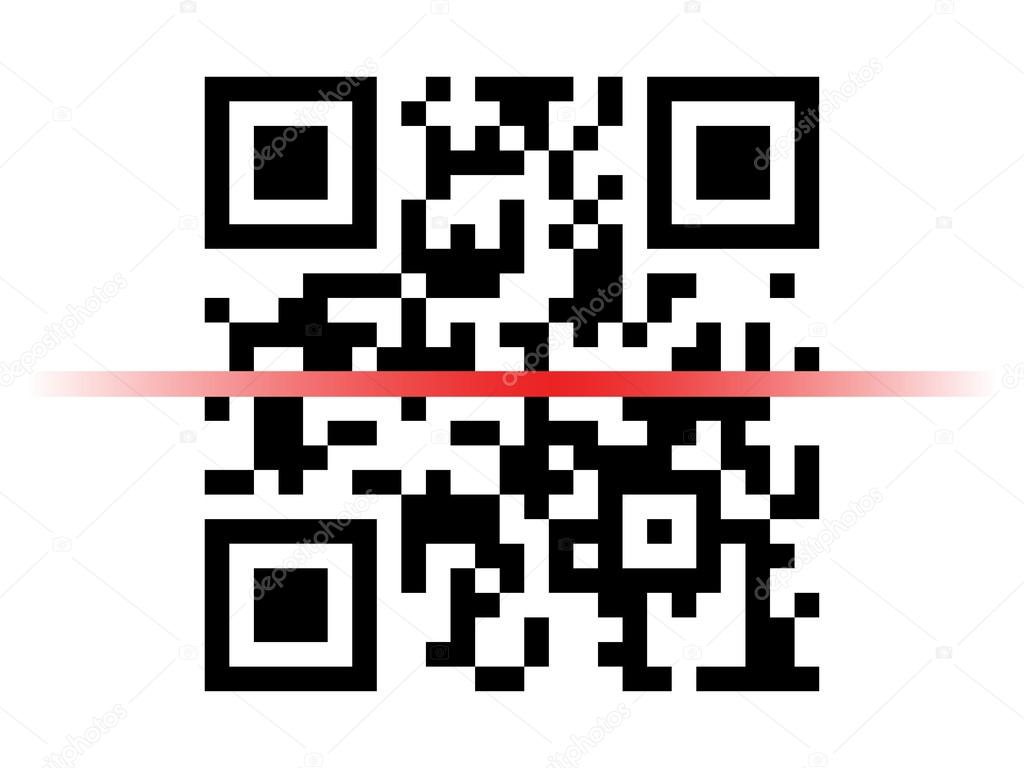 Qr code sample with red laser scanner