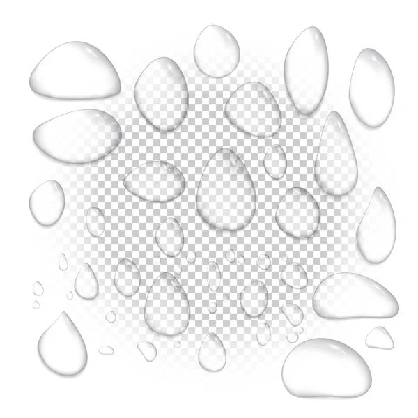Realistische transparente glänzende Wassertropfen — Stockvektor