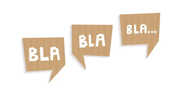 Speech bubbles cut out of carton with words Bla bla bla — Stock Vector