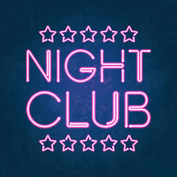 Luces de neón brillantes Letrero del club nocturno — Archivo Imágenes Vectoriales