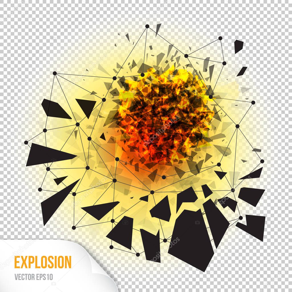 Abstract explosion with sharp debris
