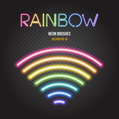 Neon ışıkları fırçalar gökkuşağı renkleri parlayan