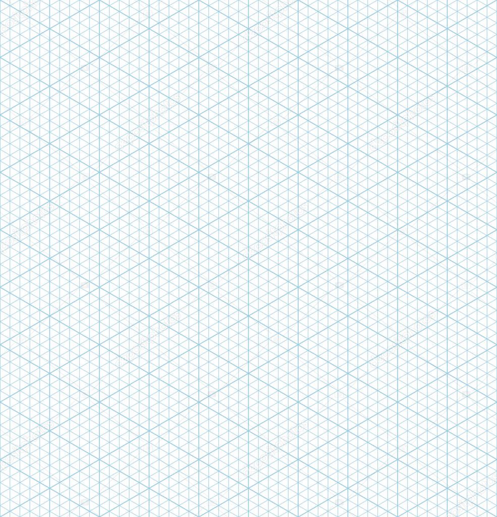 Isometric grid graph paper seamless pattern