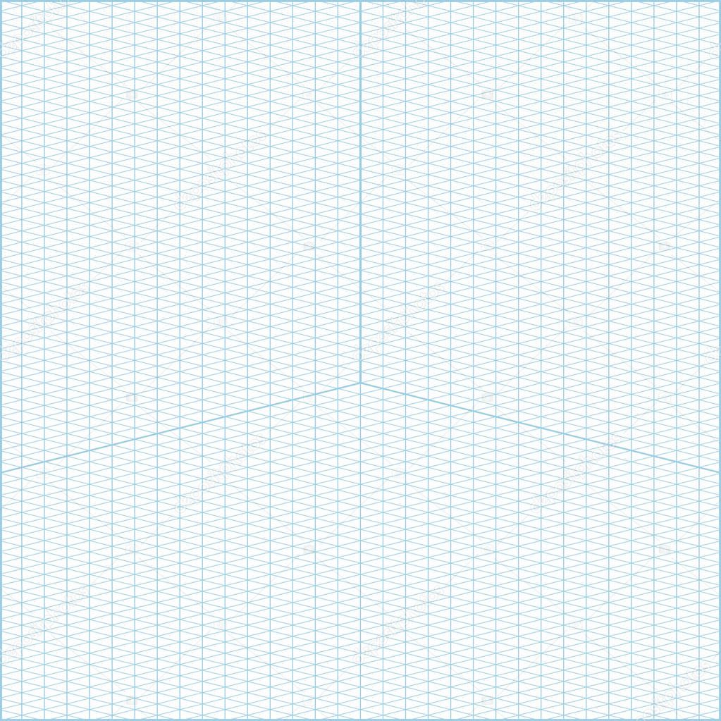 Wide angle isometric grid graph paper background