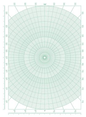 Yeşil kutupsal koordinat dairesel kılavuz grafik kağıdı
