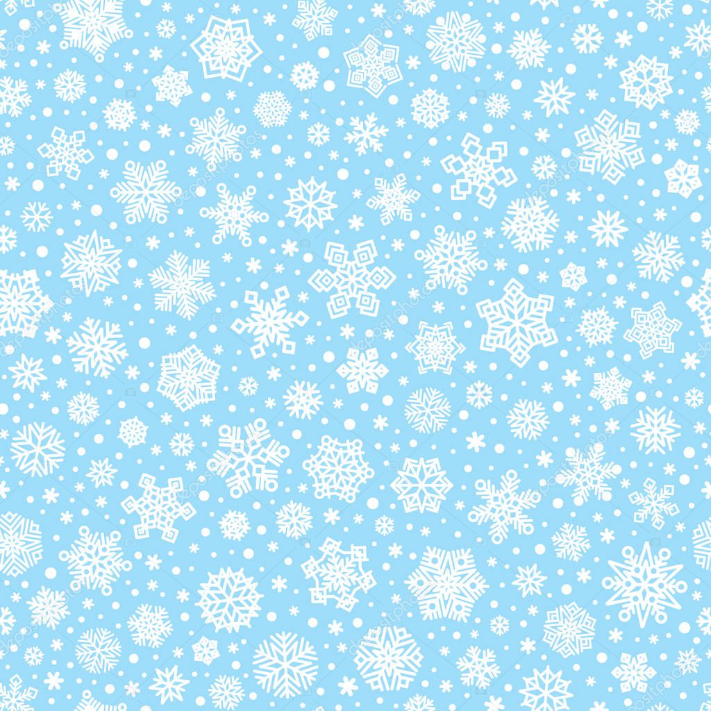 Seamless pattern with white snowflakes