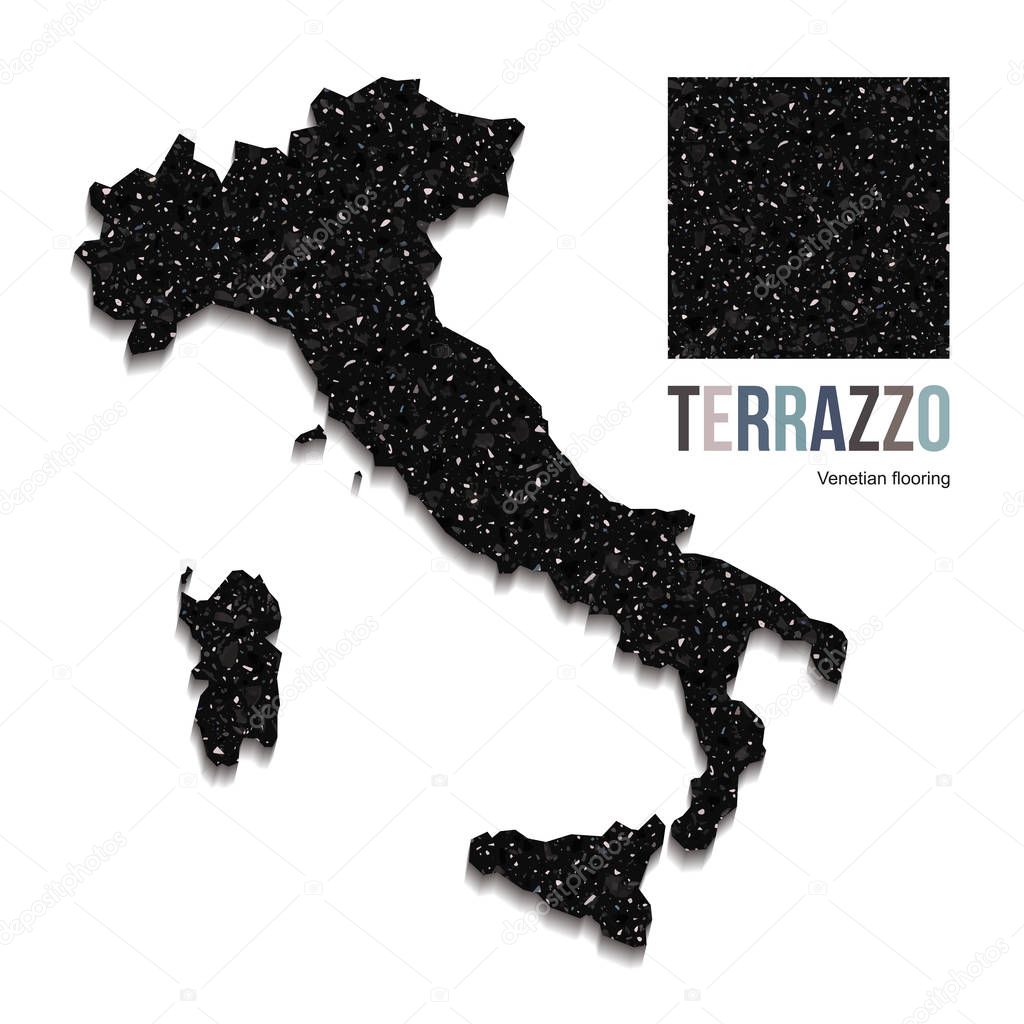 Vector illustration of Italy map filled with Terrazzo pattern