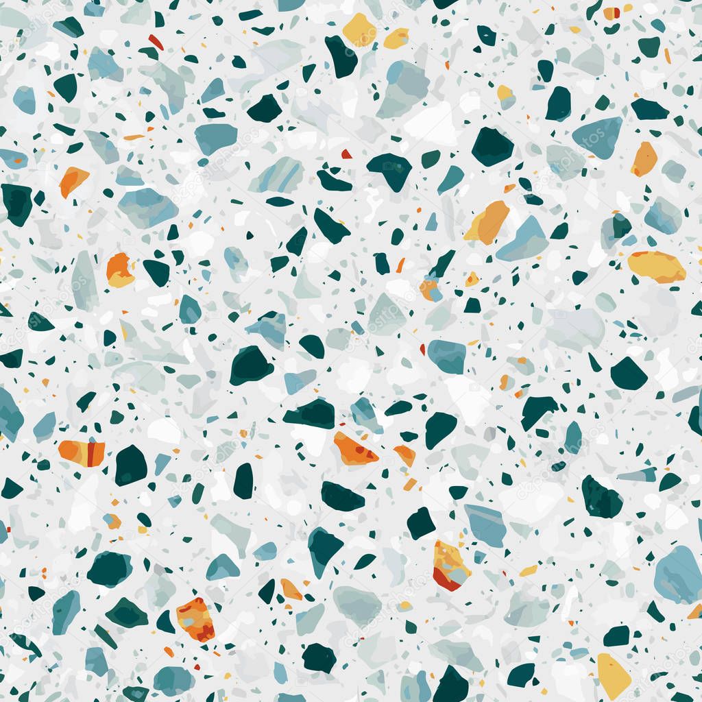 Terrazzo flooring vector seamless pattern