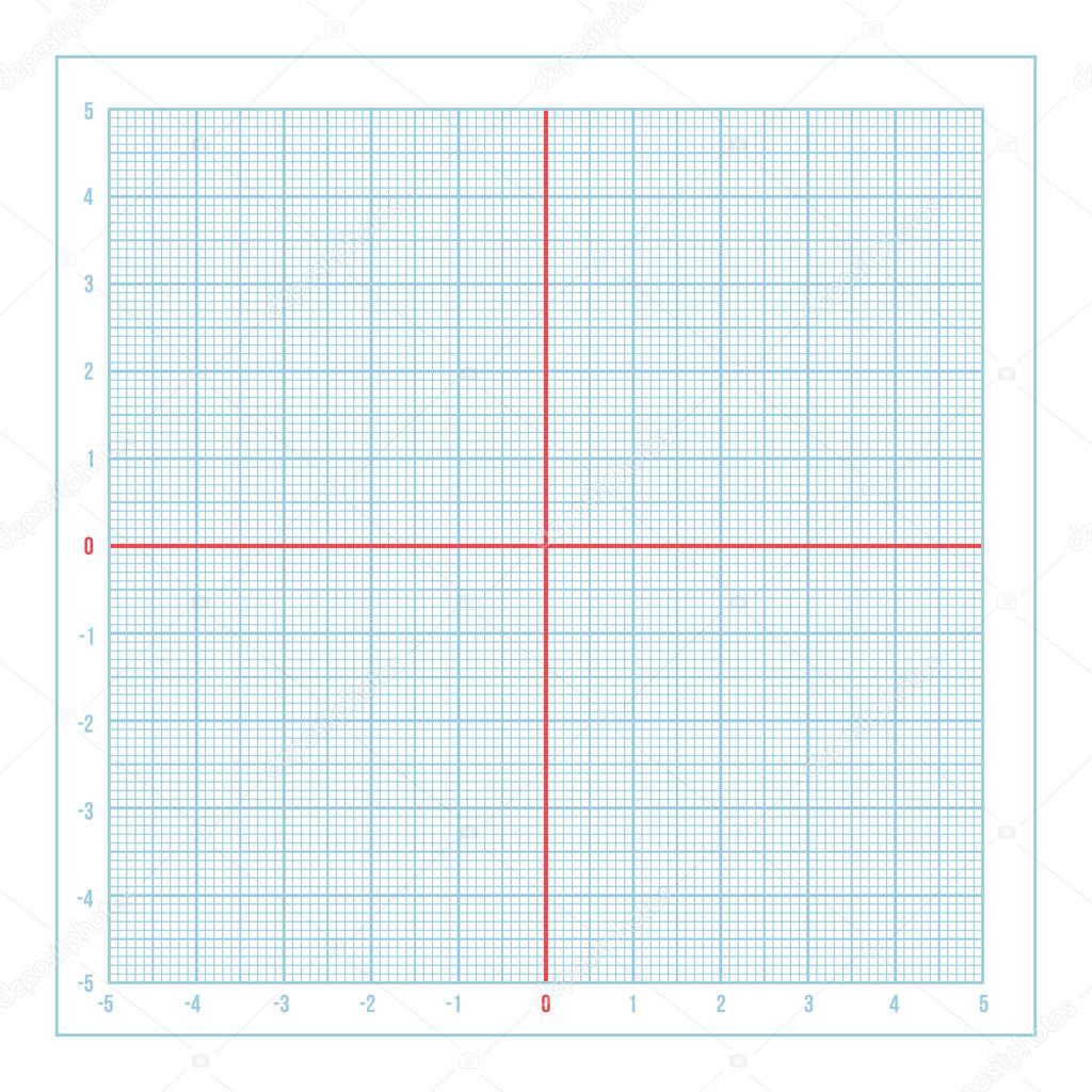 Vector blue metric graph paper with coordinate axis