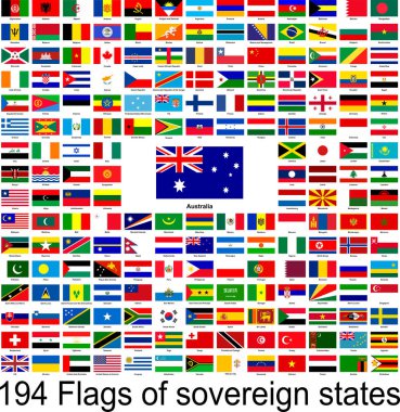 Avustralya, dünyanın bayraklarının vektör resimleri koleksiyonu.