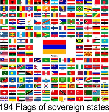 Ermenistan, dünya bayraklarının vektör resimleri koleksiyonu.