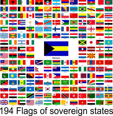 Bahamalar, dünya bayraklarının vektör resimleri koleksiyonu.