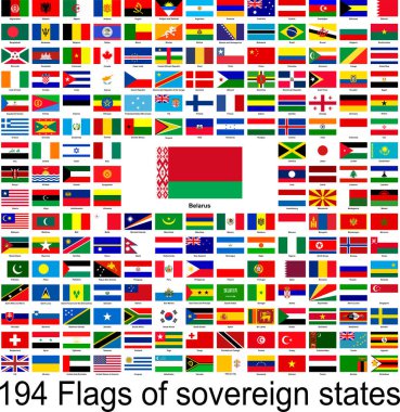 Belarus, dünyanın bayraklarının vektör resimleri koleksiyonu.