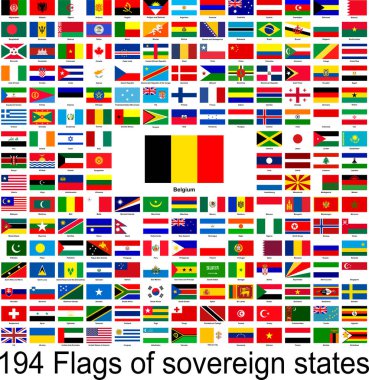 Belçika, dünyanın bayraklarının vektör resimleri koleksiyonu.