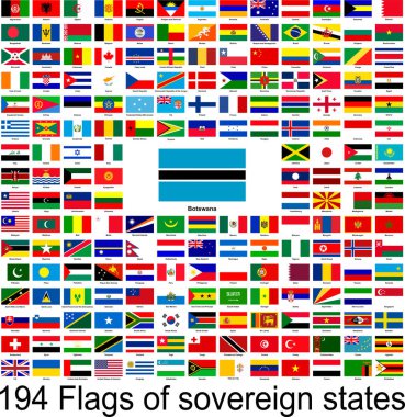 Botswana, dünyanın bayraklarının vektör resimleri koleksiyonu.
