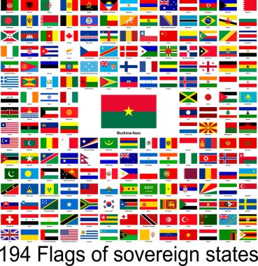 Burkina Faso, dünyanın bayraklarının vektör resimleri koleksiyonu..