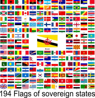 Brunei, dünyanın bayraklarının vektör resimleri koleksiyonu.