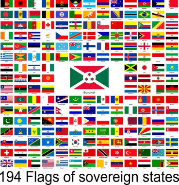 Burundi, dünya bayraklarının vektör resimleri koleksiyonu.